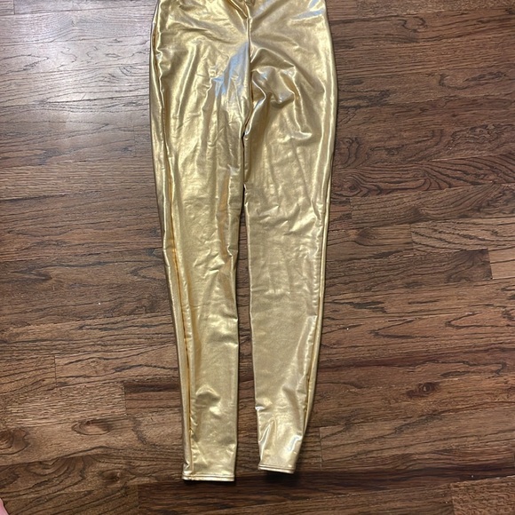American Apparel Gold Lamé Metallic Halter Catsuit - Picture 4 of 6